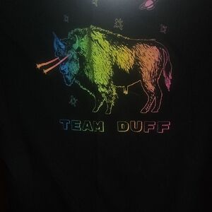 Kids' Black Short Sleeve Tee with Rainbow Buffalo Graphic - Team Duff